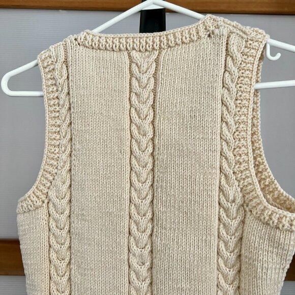 Handmade Knit V-Neck Pullover Sweater Vest Cream Yellow Sz XS / S - No‎ Labels - Picture 6 of 10
